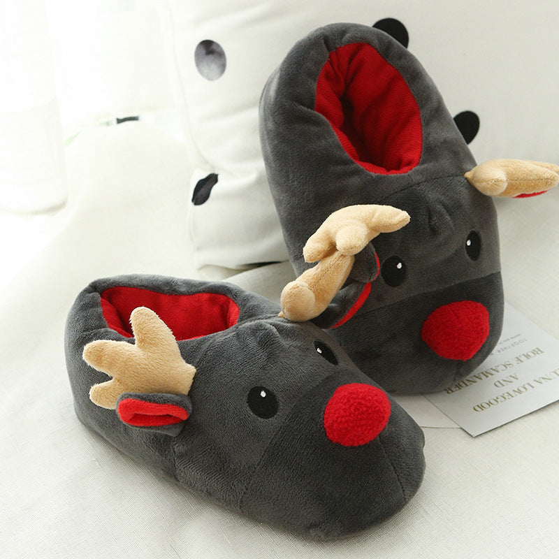 Full Foot Slip On Reindeer House Slippers with Warm Fleece Lining-Theone Apparel