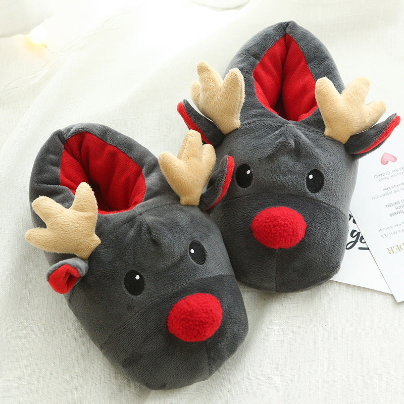 Full Foot Slip On Reindeer House Slippers with Warm Fleece Lining-Theone Apparel