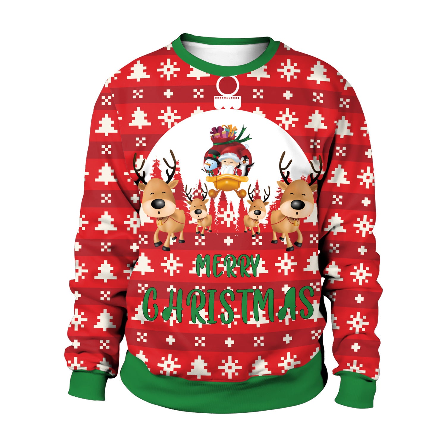Funny Christmas Party Sweater with Reindeer, Elf and Santa Dabbing-Style 4-Theone Apparel