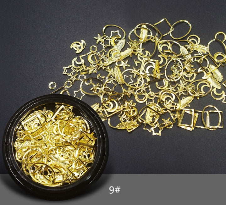 Geometric Golden Toned Metallic Stickers for Nail Decoration-9style-Theone Apparel