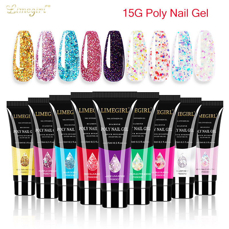 Glittery Multi Colored Poly Nail Gel in Squeeze Bottle-Theone Apparel