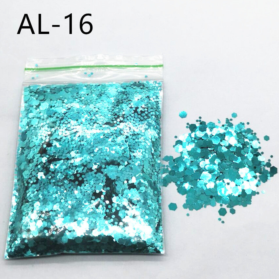 Glittery Sequin Nail Powder for Nail Art and Decoration-AL Green Blue-Theone Apparel