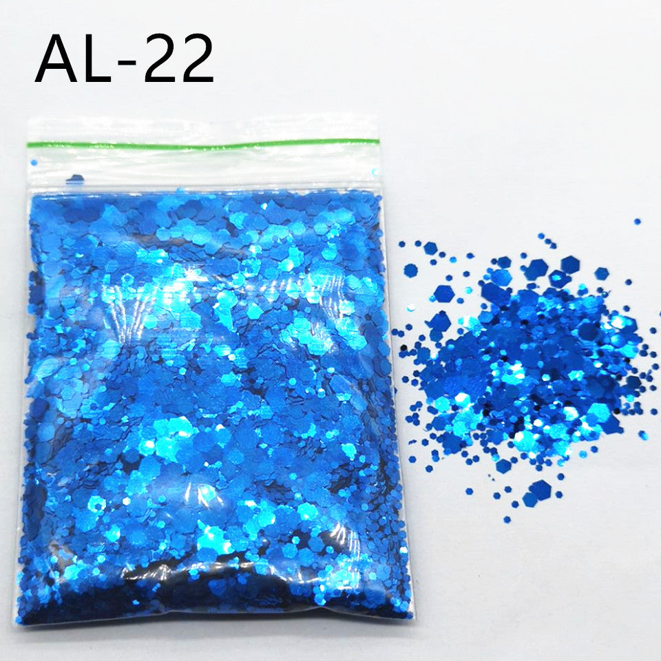 Glittery Sequin Nail Powder for Nail Art and Decoration-AL Sapphire Blue-Theone Apparel