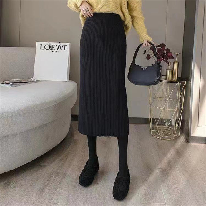 High Waist Straight Sweater Dress For Slimming Comfort-Black-Theone Apparel