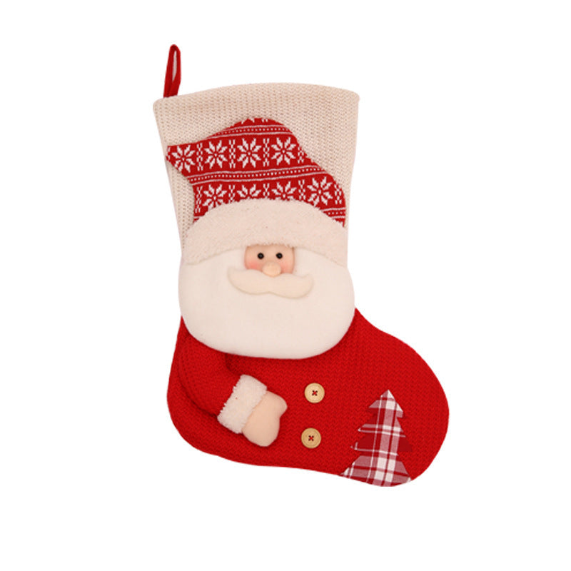 Large Red and White Snowman and Santa Claus 3D Christmas Stocking-Theone Apparel