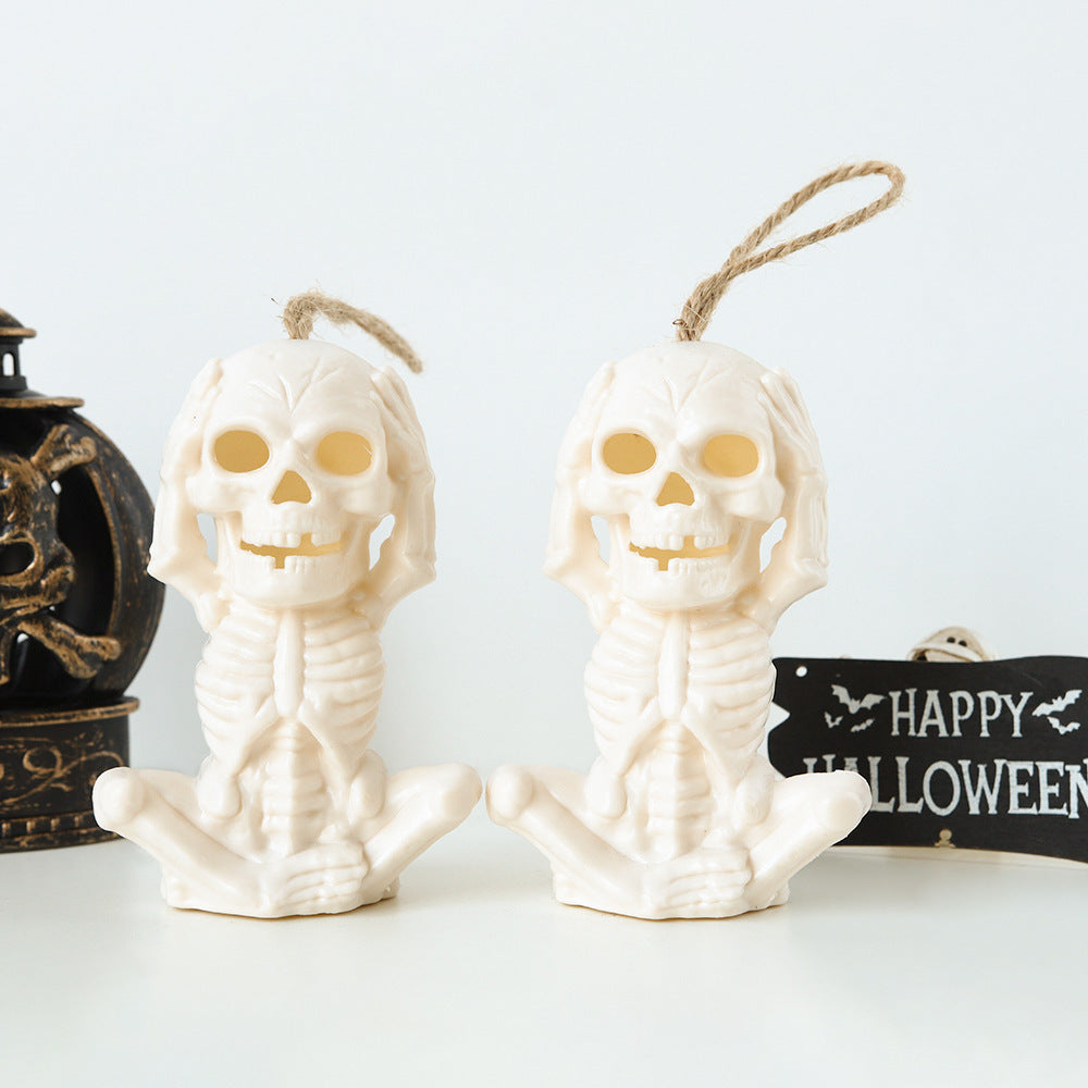 Light Up Skull in Yoga Pose Halloween Decoration in Multiple Colors-Theone Apparel