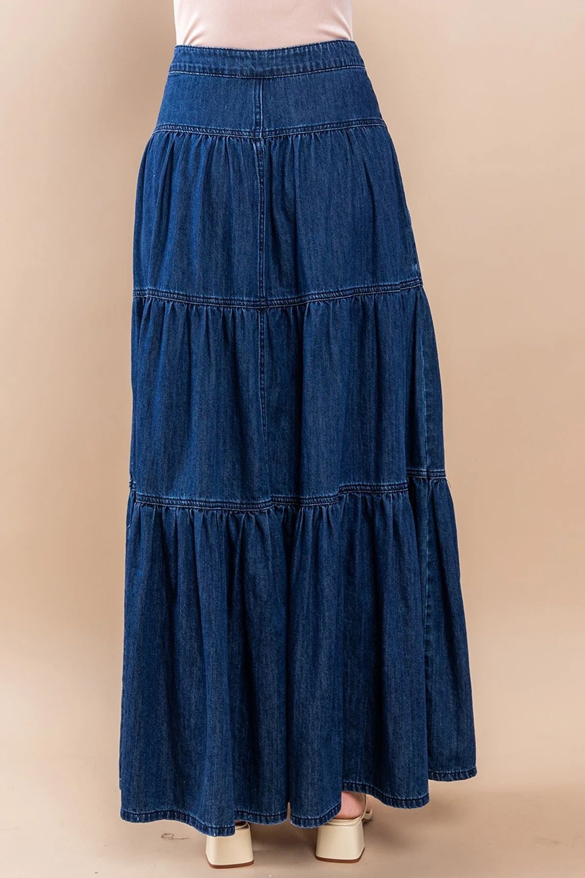 Low Waist Distressed Denim Skirt For Laid Back Vacations-Theone Apparel