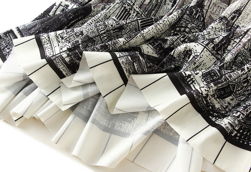 Old Town Vintage Print Skirt-Theone Apparel