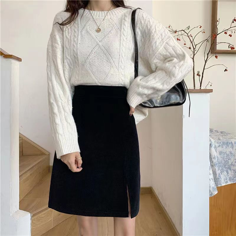 Preppy Style Slim Fit Corduroy Skirt For Timeless Charm-Theone Apparel