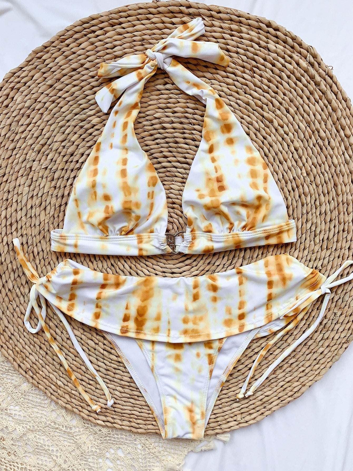 Ruffled Bandage Printed Bikini for European American Swim Style-Theone Apparel