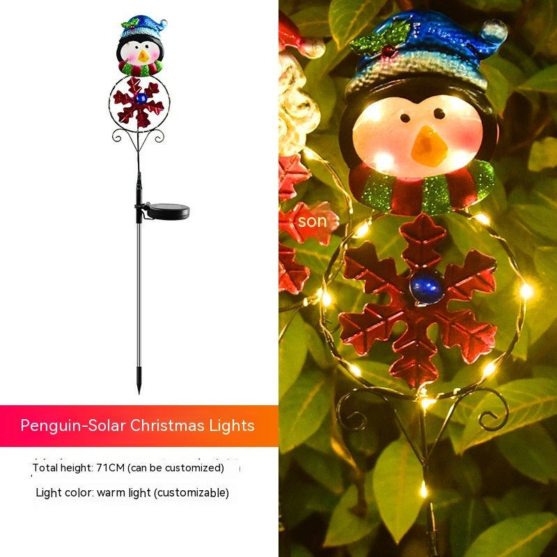 Solar Powered LED Christmas Yard Decoration Posts in Various Styles-Penguin-Theone Apparel