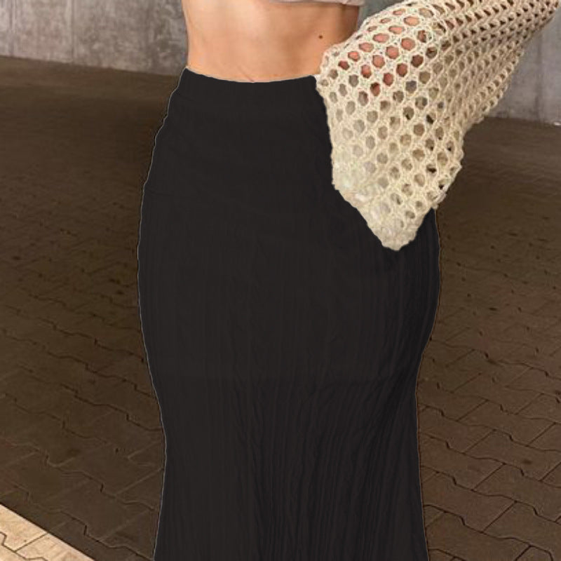 Solid Color Fishtail Skirt For Elegant Hourglass Shape-Theone Apparel