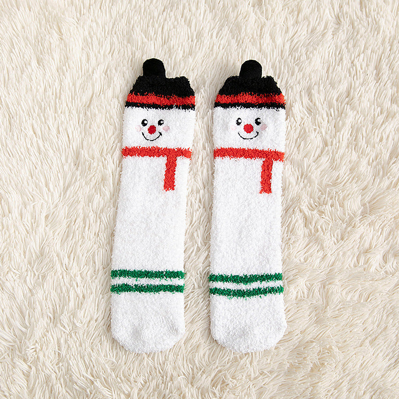 Ultra Soft Fleece Christmas Themed Crew Socks for Kids-Snowman-Theone Apparel