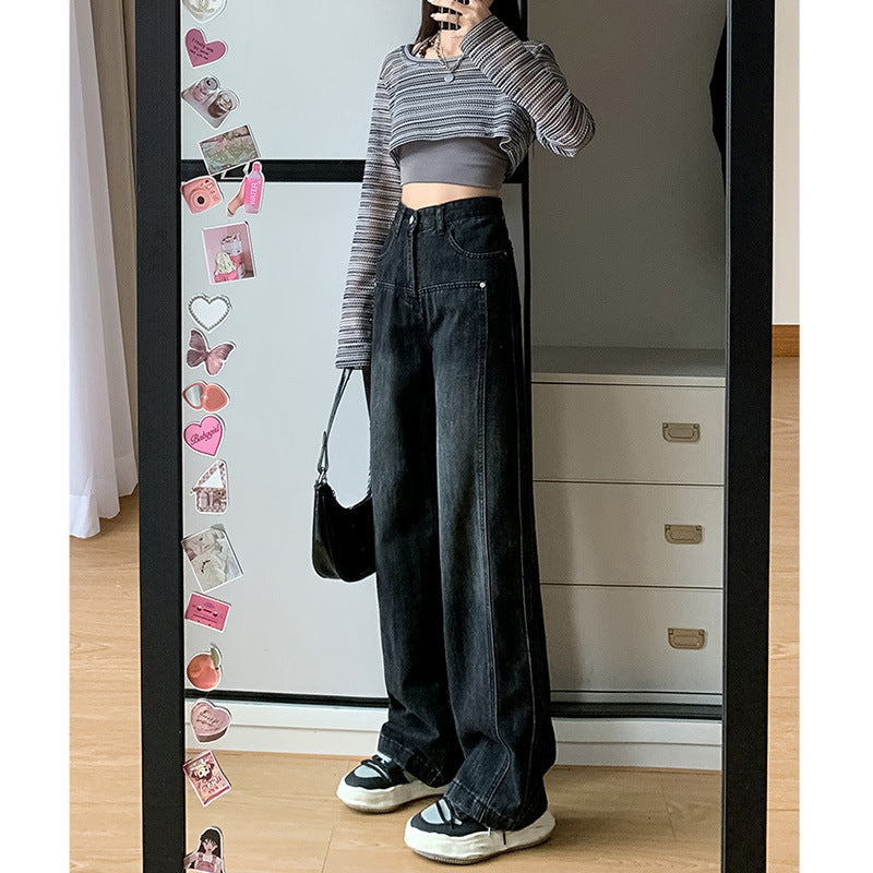 Unisex Washed Wide-Leg Jeans for Pear-Shaped Comfort-Theone Apparel