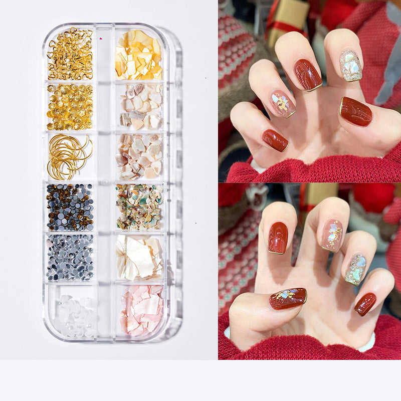 White and Silver 3D Pearl and Butterfly Nail Adornments-Style 17-Theone Apparel