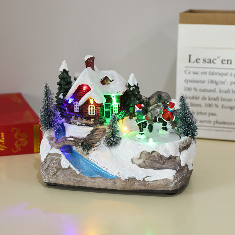 Wintry Village with Moving Train and LED Light Designs-Doll Style-Theone Apparel