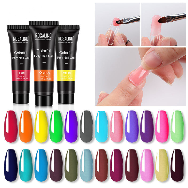 Women's Colorful Crystal Jewel Toned Poly Gel Nail Extensions-Theone Apparel