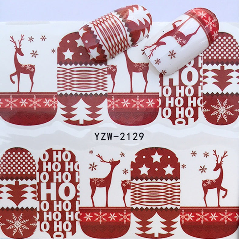 Women's Festive Red and White Holiday Themed Nail Set-2129-Theone Apparel