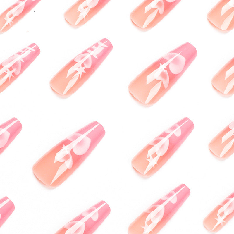 Women's Pretty in Pink Sunset Hearts False Nail Set-Theone Apparel