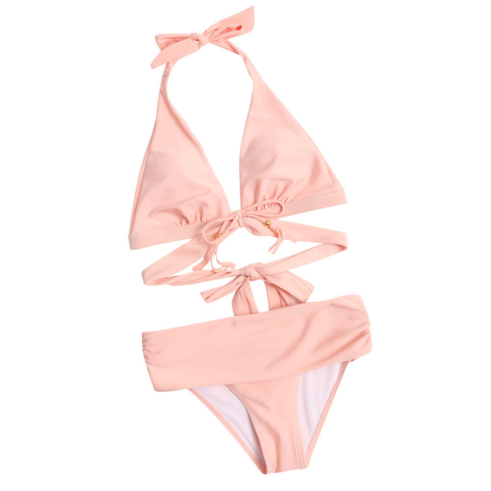 Women's Two Piece Bikini with Ruched Fabric-Theone Apparel