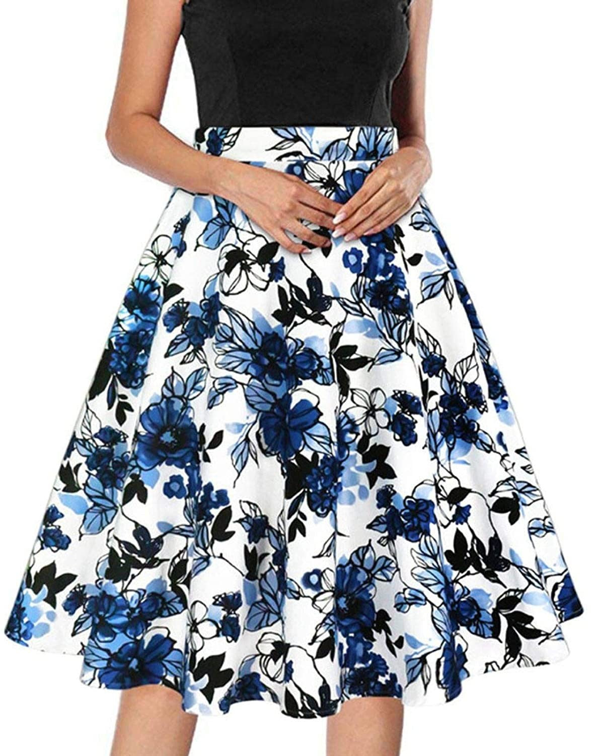 High Waist Watercolor Floral Skirt