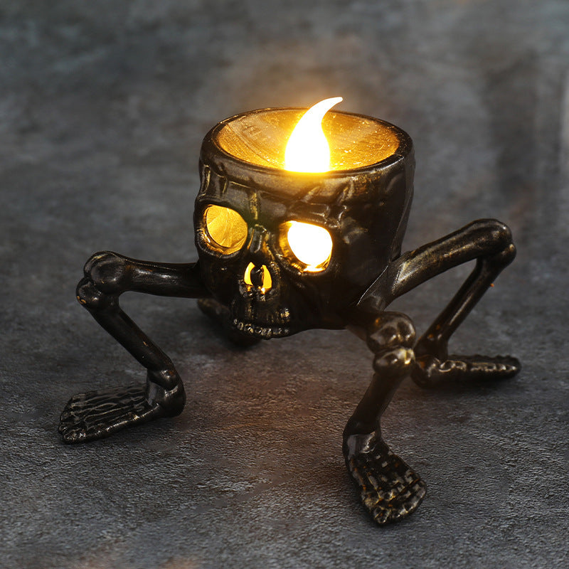 Disembodied Hand Metallic Lantern with False Flame Halloween Decoration