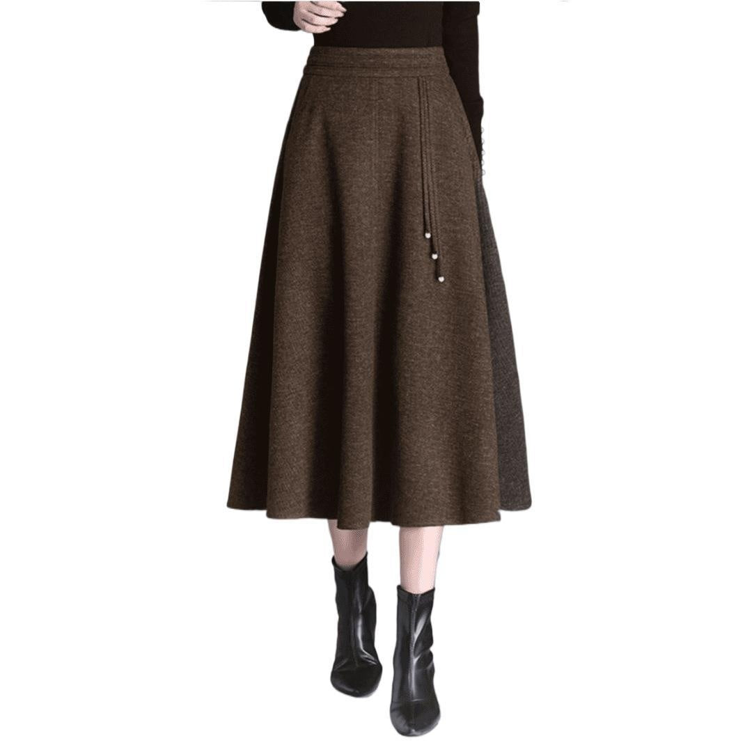 Women's New Autumnwinter High-waisted Casual Skirt Below The Knee