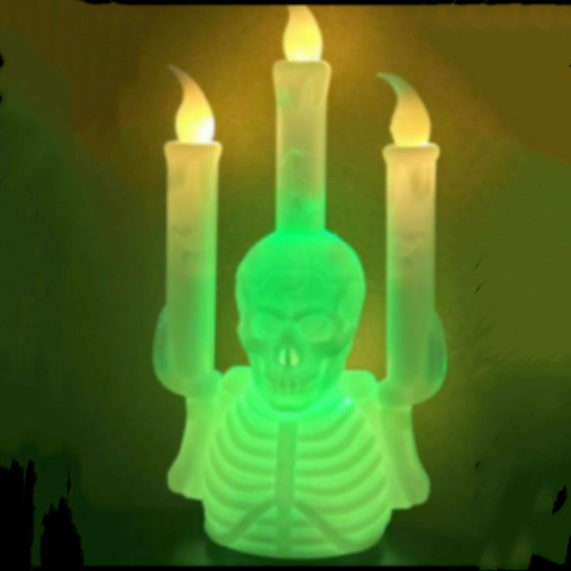 Skelet torso met valse kaarsenvlammen en groene LED's