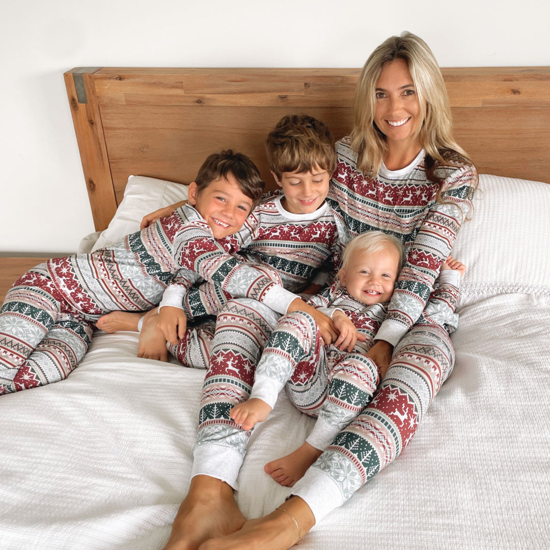 Matching Family Christmas Themed Long Sleeve and Pants Pajama Set