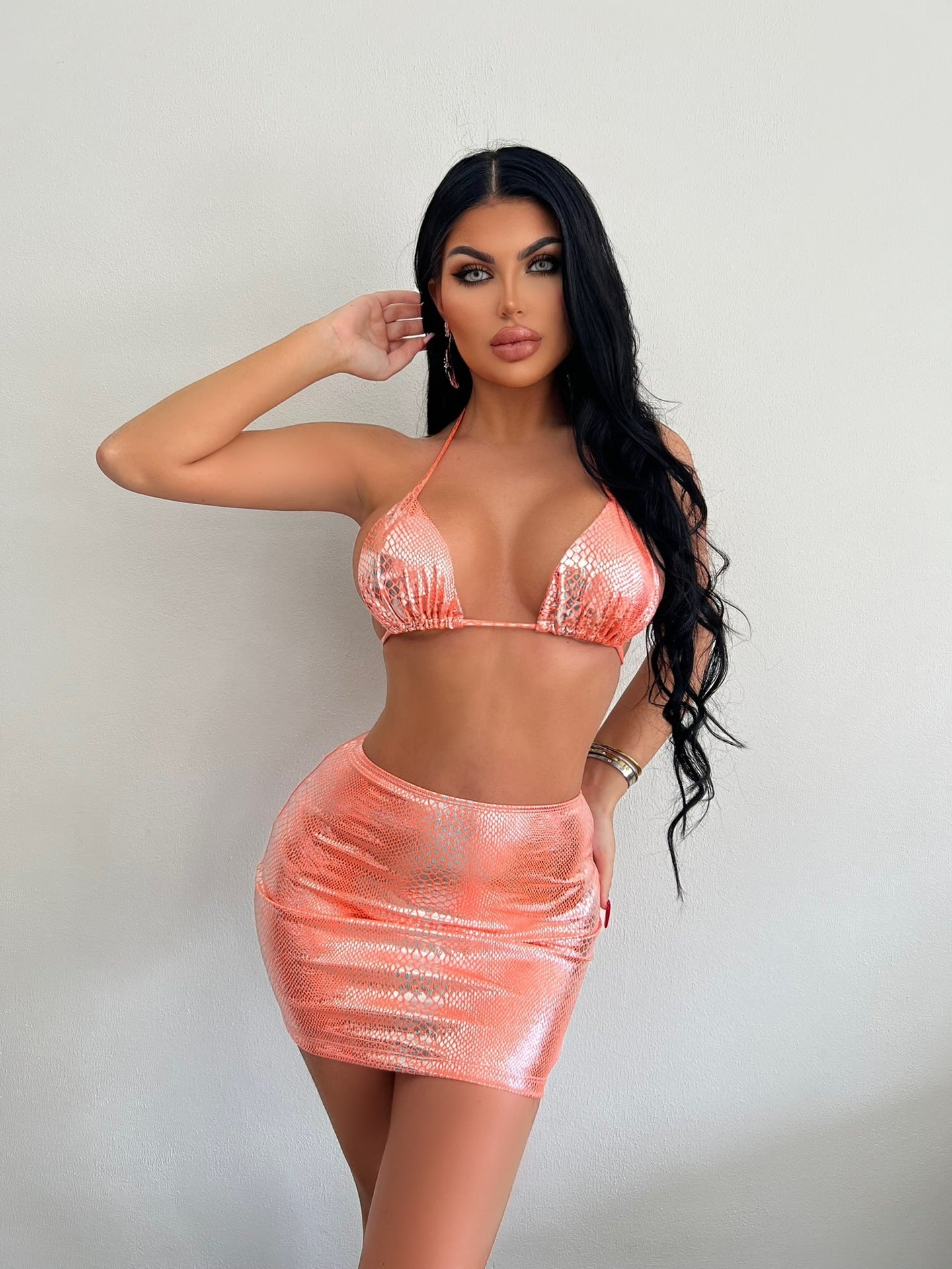 Women's Two Piece Mini Skirt and Bra Set