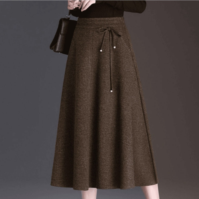 Women's New Autumnwinter High-waisted Casual Skirt Below The Knee