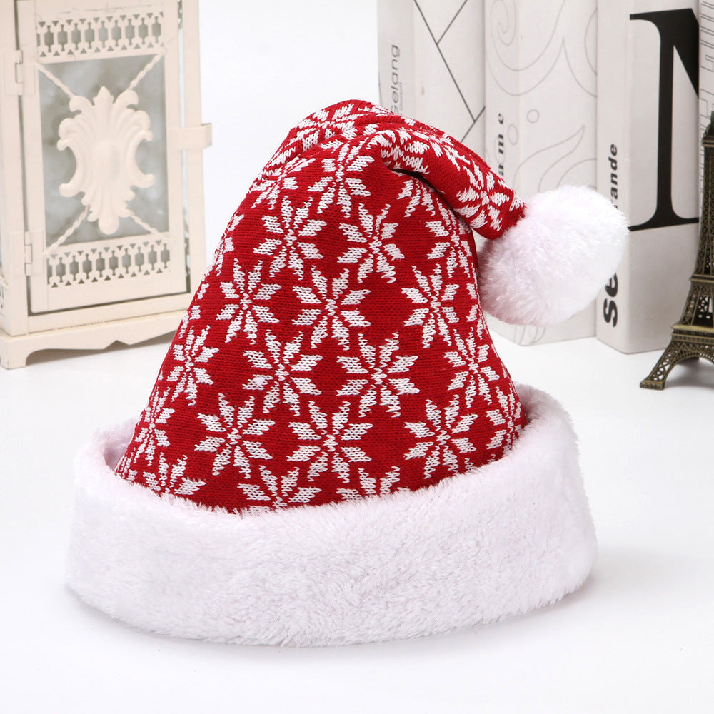 Wintry Patterned Ultra Soft Fleece Christmas Hats with Puffballs