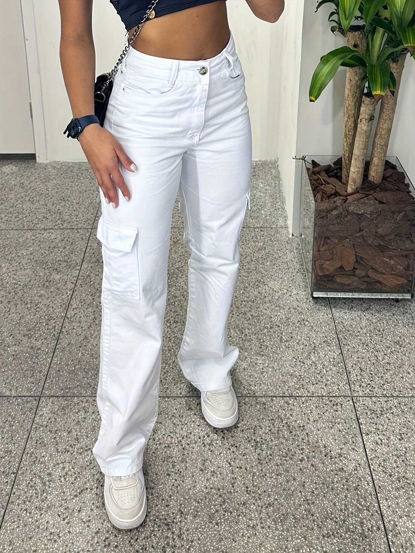 White Overalls Three-dimensional Pocket Trendy All-matching