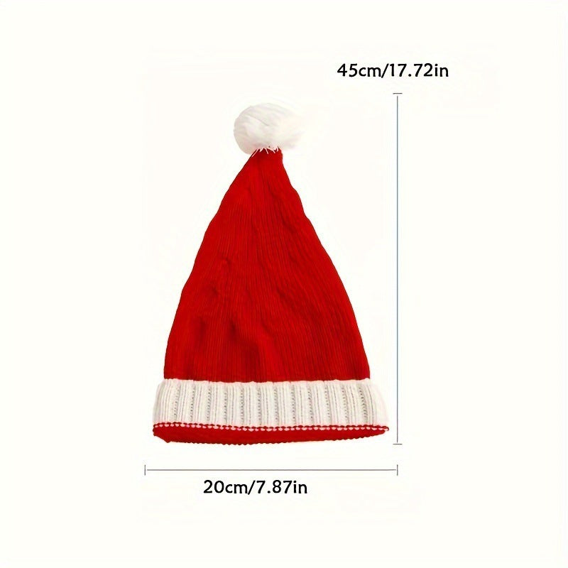 Crochet Style Lightweight Santa Claus Hat with Puffball