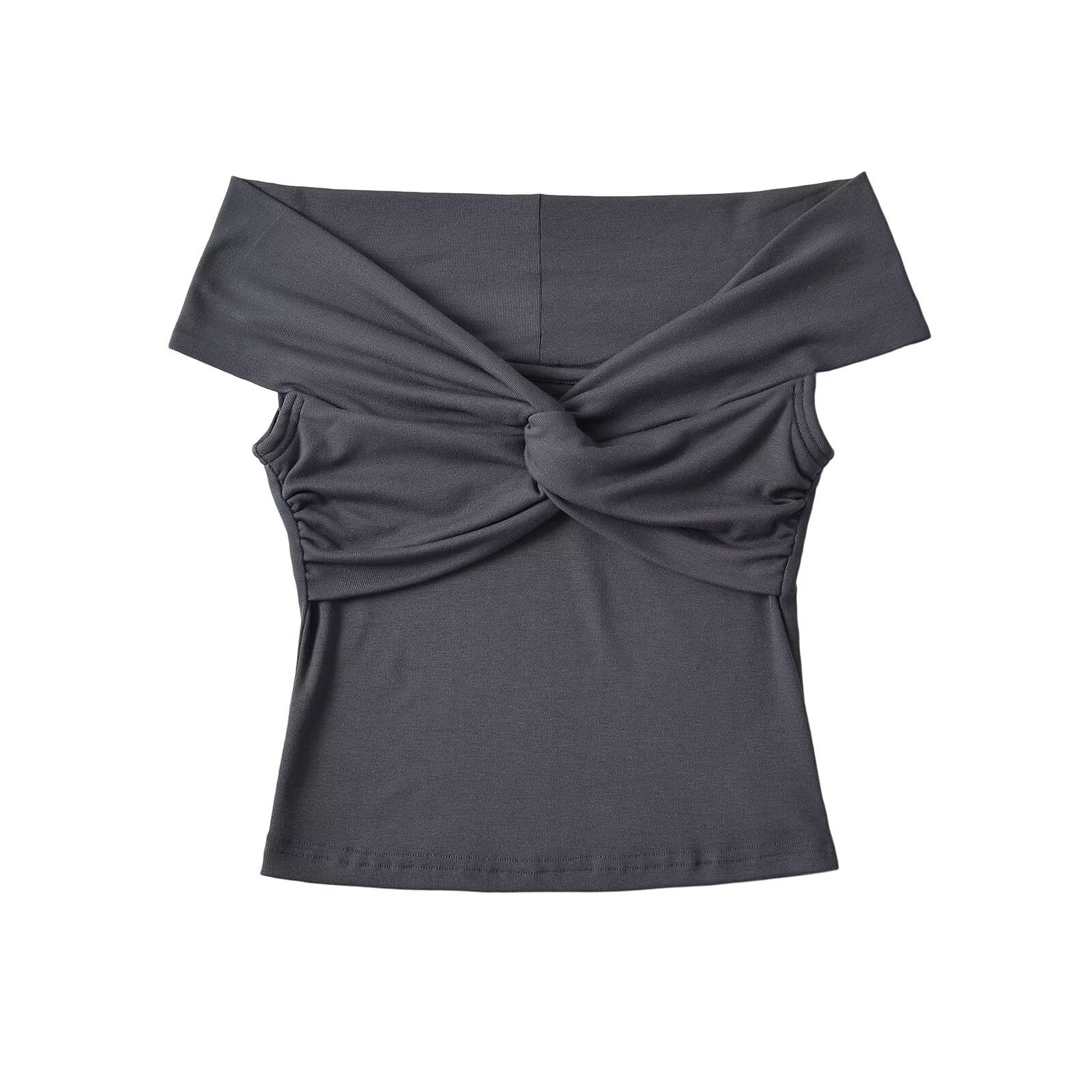 Pleated Twisted And Layered Short-sleeve T-shirt