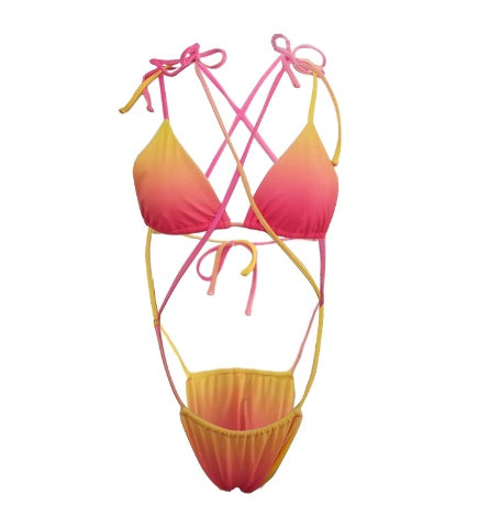 Dames driedelige snaar bikini set met Duster Swimsup Cover