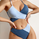 Women’s High Waist Two Piece Swimsuit Set with Wrapped Fabric