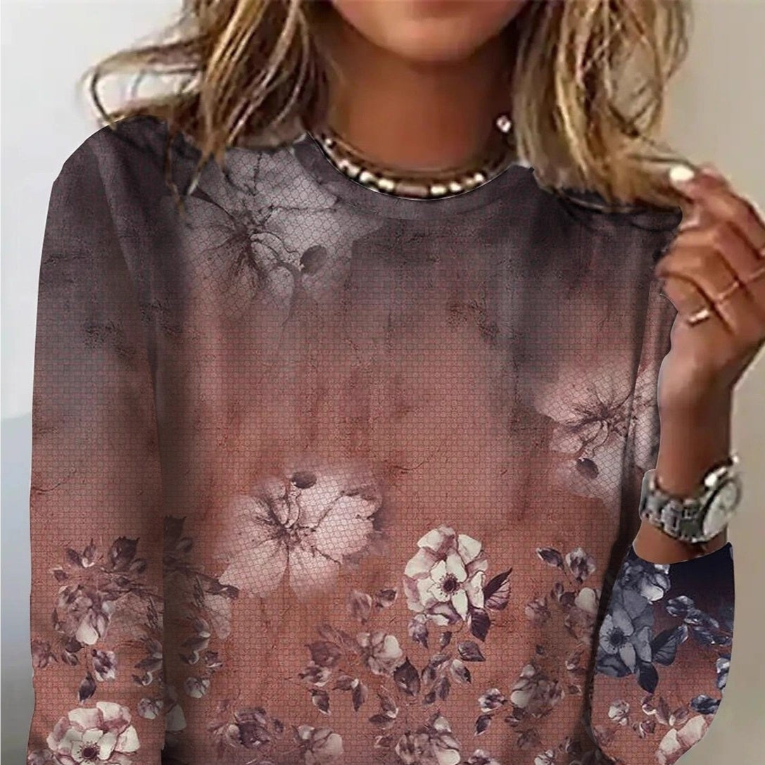 Women's Casual Crew-neck Long-sleeve Pullover Hoodie