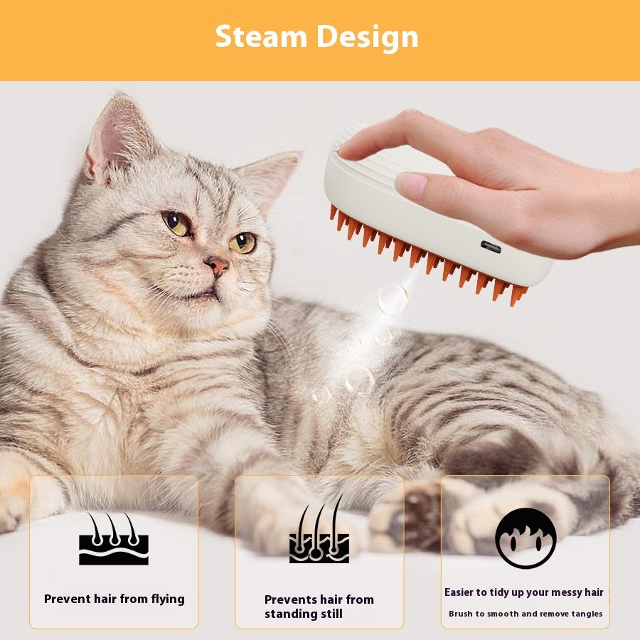 USB Rechargeable Steam Brush Comb For Pet Grooming