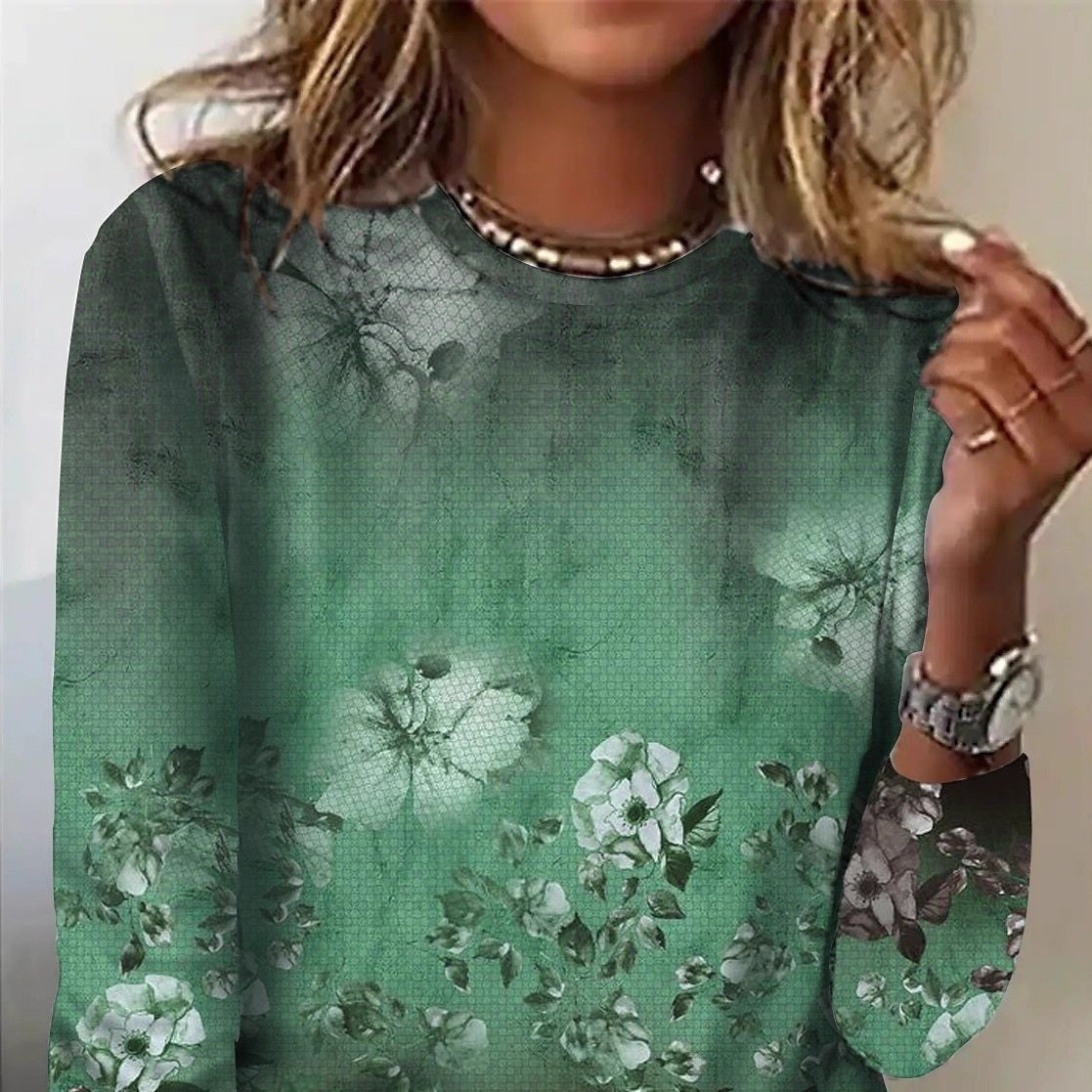 Women's Casual Crew-neck Long-sleeve Pullover Hoodie