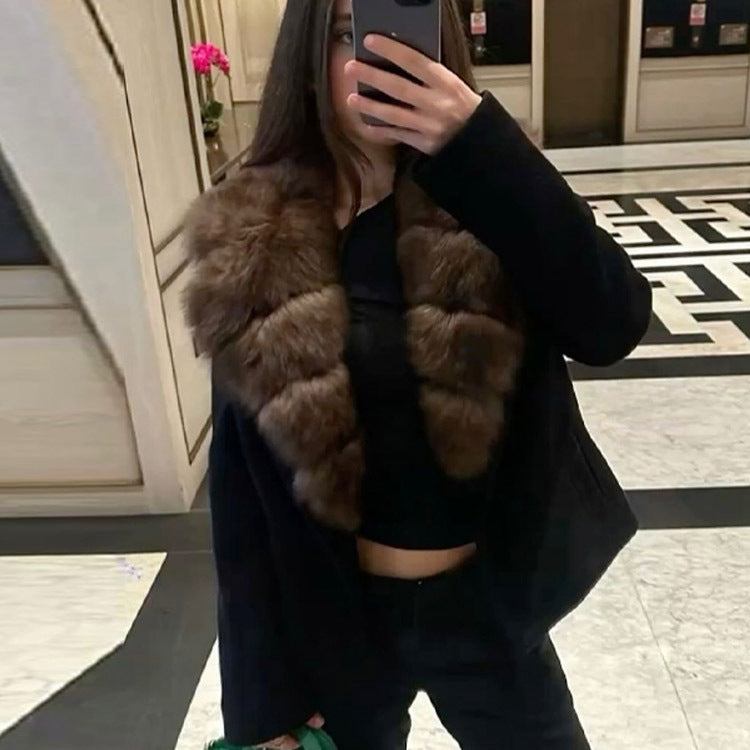 Women's Simple And Versatile Fur Collar Coat
