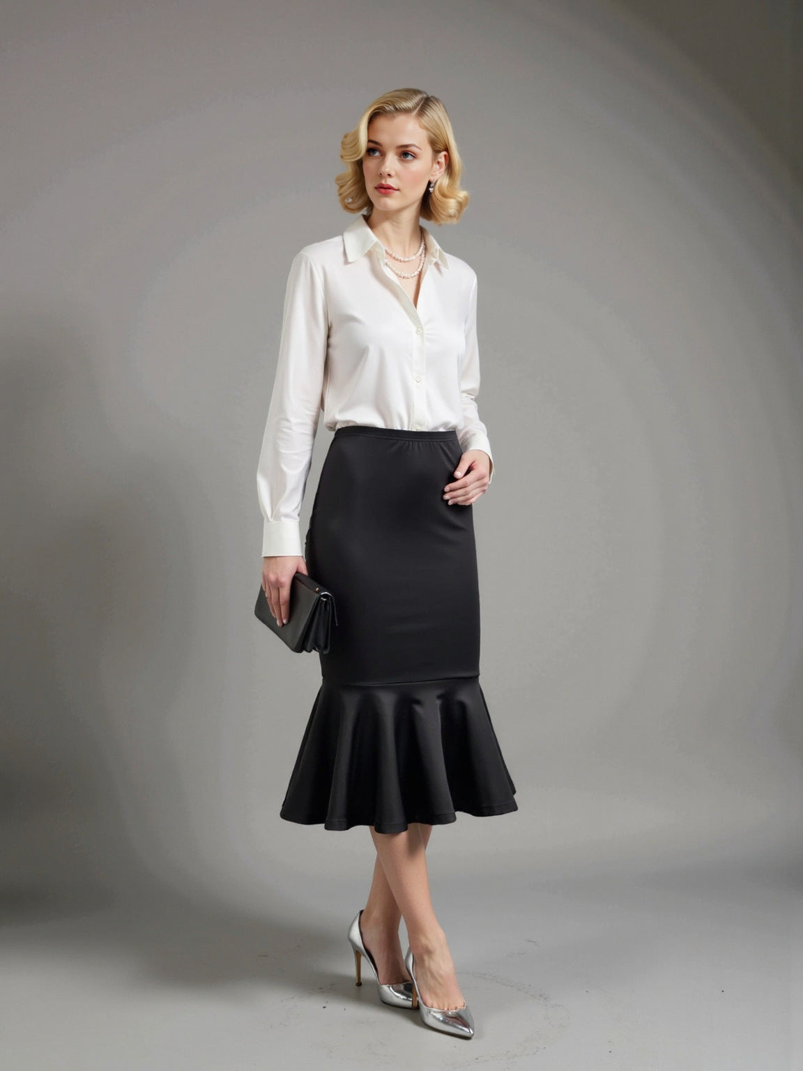 Women's Solid-Color Versatile Sheath Fishtail Elegant Skirt