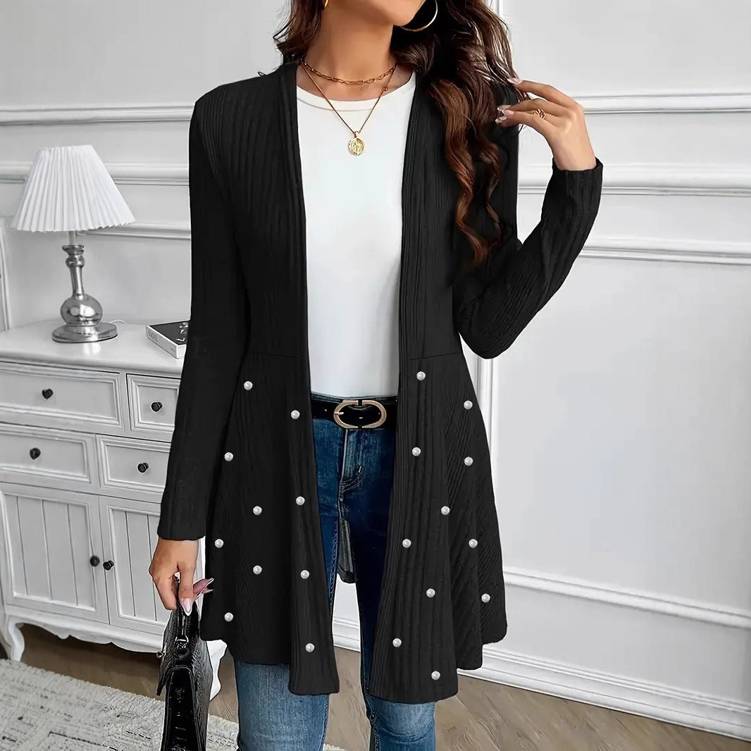 Elegant And Stylish Temperament Commuting Beaded Heavy-duty Knit Cape Jacket
