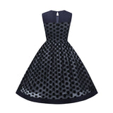 Velvet Polka Dot Overlay Sleeveless Dress
