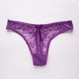 Lacy Low Waist Semi Transparent Bow Thongs
