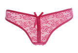 Lacy Low Waist Semi Transparent Bow Thongs