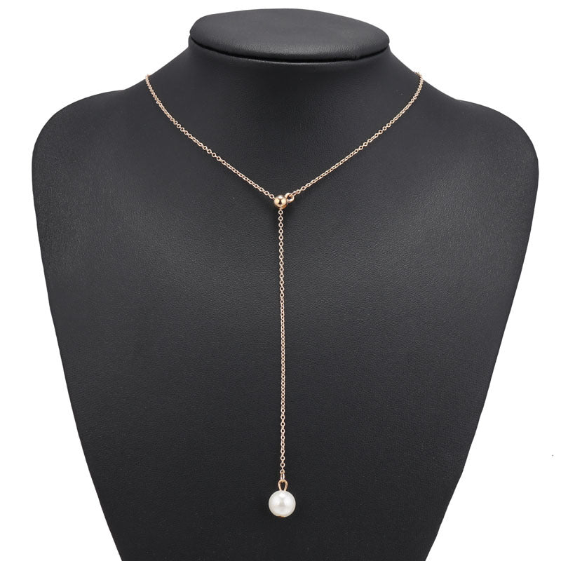 Single Faux Pearl Drop Necklace