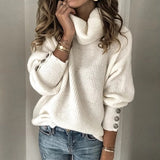 Sweater de colmeiras de manga comprida com botões de destaque
