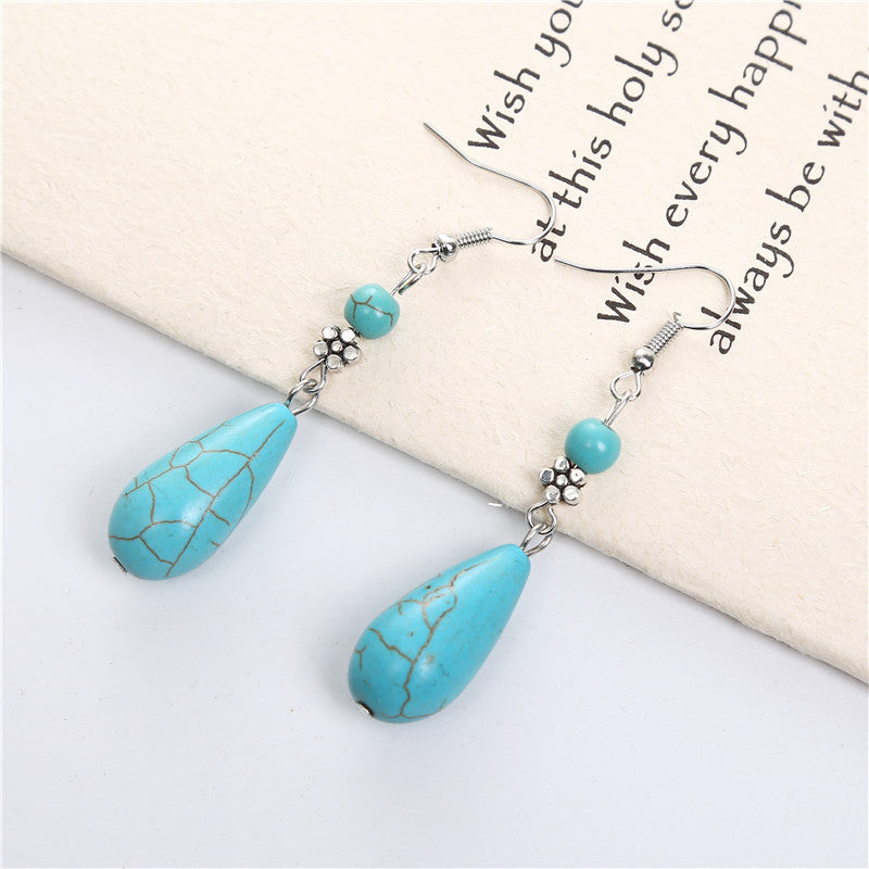 Tibetan Natural Turquoise Drop Earrings