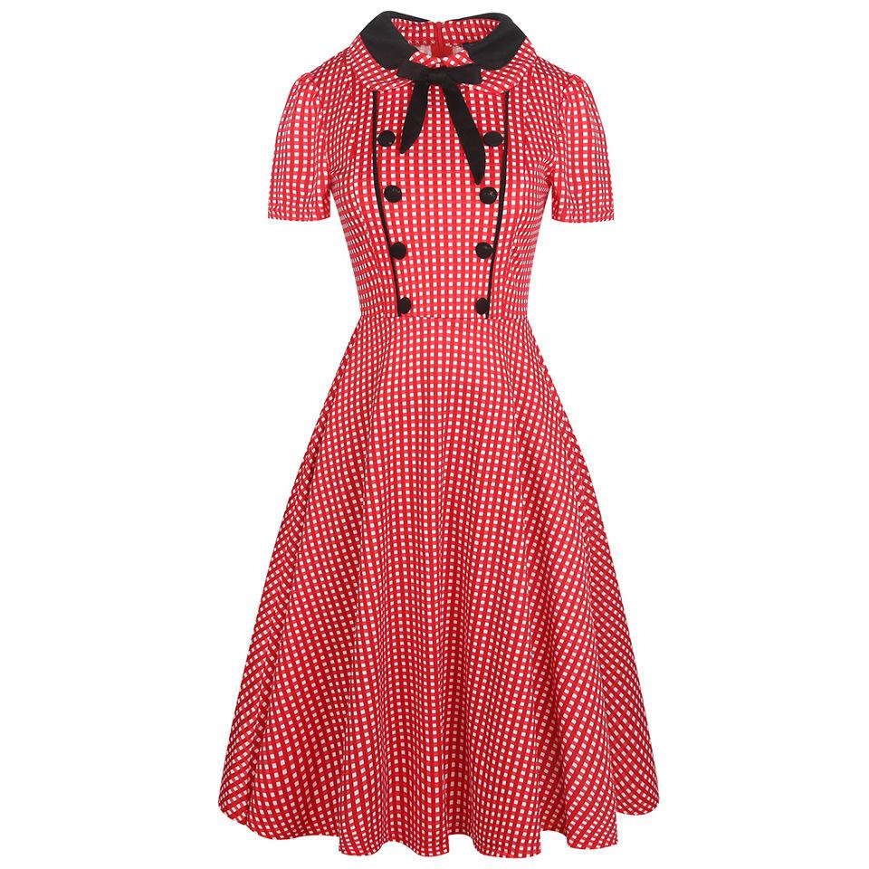 Vestido de arco de peito duplo Gingham